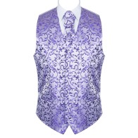 Purple Swirl Leaf Wedding Waistcoat #AB-WWA1000/19