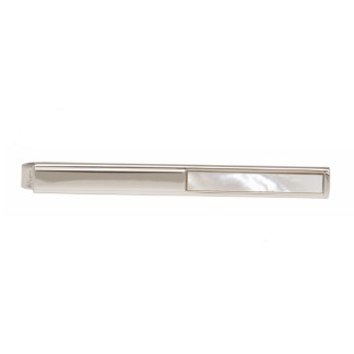 Silver Half Mother of Pearl Rhodium Plated Tie Clip #100-1320