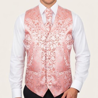 Coral Swirl Leaf Wedding Waistcoat #AB-WWA1000/9 ##LS