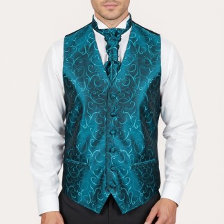 Teal Modern Scroll Formal Waistcoat #AB-WWA1002/5