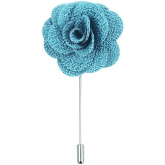 Teal Blue Flower Lapel Pin #L-08 ##DAL-LS