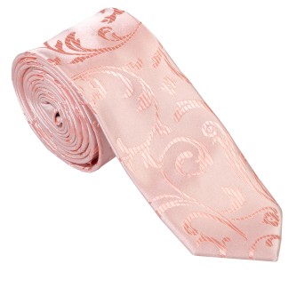 Peach Swirl Leaf Slim Wedding Tie #AB-C1000/7 ##LS2