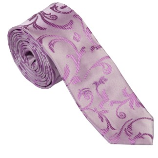 Lilac Swirl Leaf Slim Wedding Tie #AB-C1000/8 ##LS2