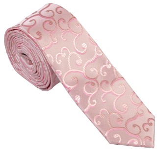Light Pink Royal Swirl Slim Wedding Tie #AB-C1001/3 ##LS2