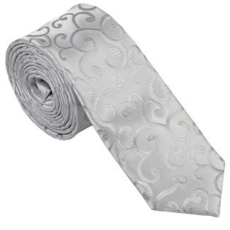 Silver Royal Swirl Slim Wedding Tie #AB-C1001/5 ##LS2