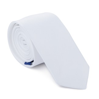 Plain White Slim Satin Tie #AB-C1009/13 ##LS2
