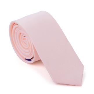 Plain Tender Peach Slim Satin Tie #AB-C1009/33 ##LS2