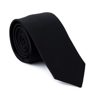 Plain Black Onyx Slim Satin Tie #AB-C1009/8