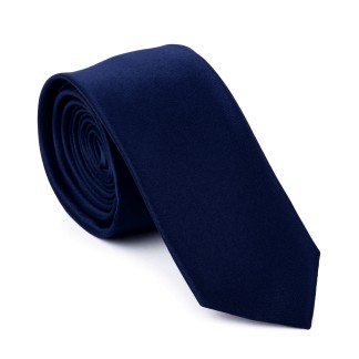 Plain Estate Blue Slim Satin Tie #AB-C1009/9