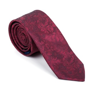 Ruby Wine Floral Slim Tie #AB-C1012/6 ##LS