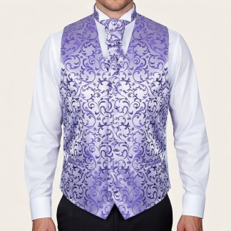 Purple Swirl Leaf Wedding Waistcoat #AB-WWA1000/19