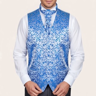 Blue Swirl Leaf Wedding Waistcoat #AB-WWA1000/18