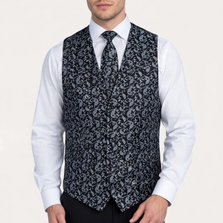 Moonlight Black Budding Paisley Formal Waistcoat #AB-WWA1003/5 ##LS