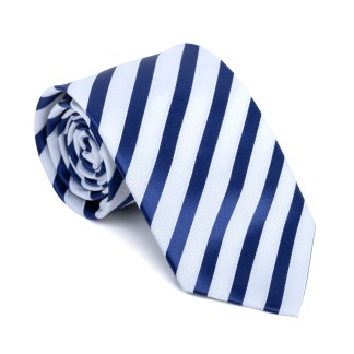 Navy and White Stripe Football Tie #AB-T1019/2 ##LS