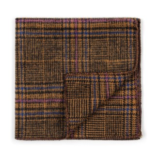Brown Overcheck Wool Pocket Square #AB-TPH1020/1