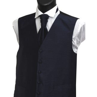 Navy Blue Shantung Wedding Waistcoat #WW1864/3