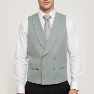 Sage Green Double-Breasted Fine Wool Morning Suit Waistcoat #WW802/2
