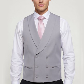 Grey Double-Breasted Fine Wool Morning Suit Waistcoat #WW802/5