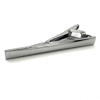 Classic Silver Plated Tie Clip - Plain Rectangular Bar Design