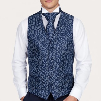 Moonlight Navy Budding Paisley Formal Waistcoat #AB-WWA1003/7 