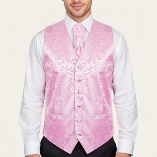 Pink Swirl Leaf Wedding Waistcoat #AB-WWA1000/6 ##LS