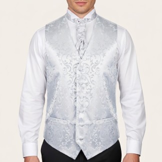 Silver Swirl Leaf Formal Waistcoat #AB-WWA1000/10