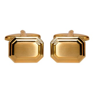 Gold Shiny & Brushed Rectangle Gold Plated Cufflinks #90-2162