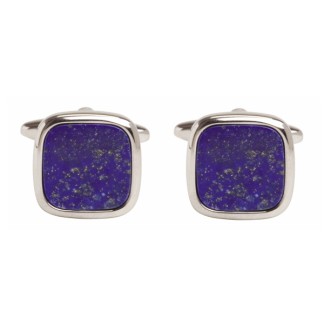 Silver Lapis Lazuli Cushion Rhodium Plated Cufflinks #90-241