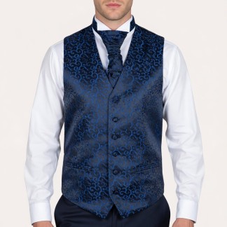 Navy on Black Royal Swirl Waistcoat #AB-WWA1001/9 