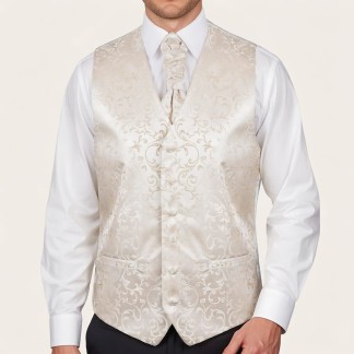 Cream Swirl Leaf Formal Waistcoat #AB-WWA1000/11