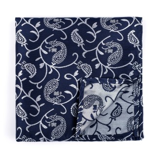 Moonlight Navy Budding Paisley Pocket Square #AB-TPH1003/7
