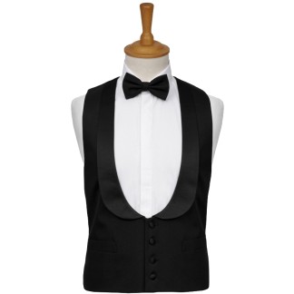 Black Scoop Neck Shawl Tuxedo Waistcoat, Regular Fit #WW6103/1