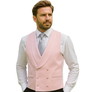 Pink Double-Breasted Fine Wool Formal Waistcoat #WW802/3
