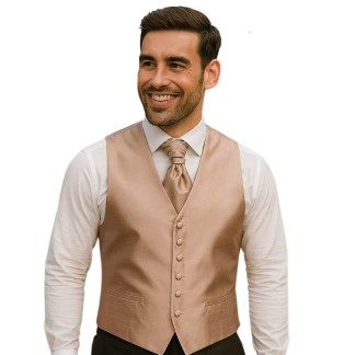 Antique Champagne Shantung Wedding Waistcoat #AB-WWB1005/1