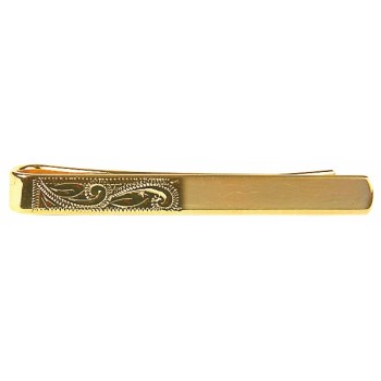 Gold Half Engraved Gold Plated Tie Clip #100-1276
