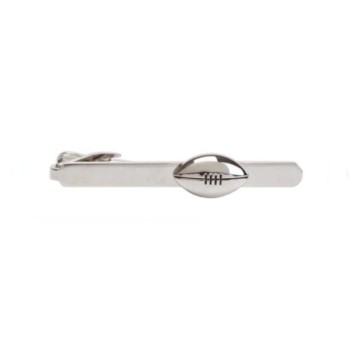 Silver Rugby Ball Rhodium Plated Tie Clip #100-1096