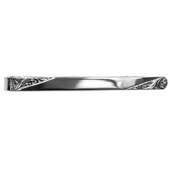 Silver Engraved Ends Sterling Silver Tie Clip #20-0016