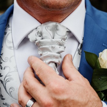 Silver Swirl Leaf Wedding Cravat #AB-WCR1000/10 