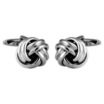 Silver Knot Rhodium Plated Cufflinks #90-9034
