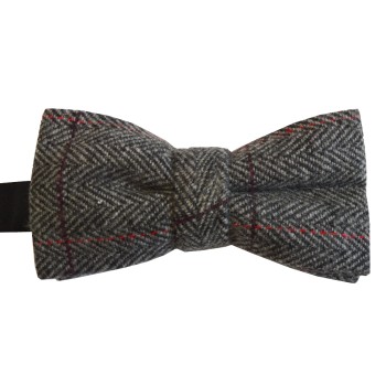 Grey Herringbone Tweed Bow Tie #BWW112/1