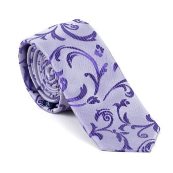 Purple Swirl Leaf Slim Tie