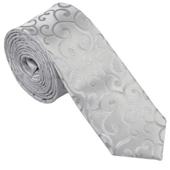 Silver Royal Swirl Slim Wedding Tie #AB-C1001/5