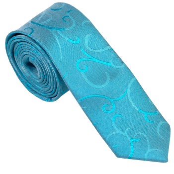 Turquoise Modern Scroll Slim Wedding Tie #AB-C1002/2