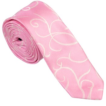 Light Pink Modern Scroll Slim Wedding Tie #AB-C1002/3