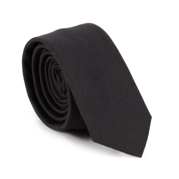 Black 100% Wool Tuxedo Slim Tie