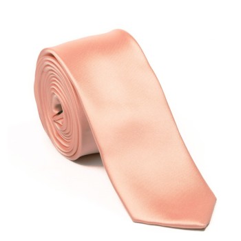 Peach Satin Tie with Matching Pocket Square