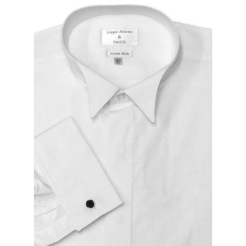 White Wing Collar Dress Shirt, Plain Front, Double Cuff #MILAN1/1-