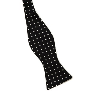Black with White Polka Dot Silk Self Tie Bow Tie #SB5032/1