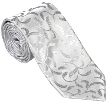 Silver Vintage Vine Slim Wedding Tie