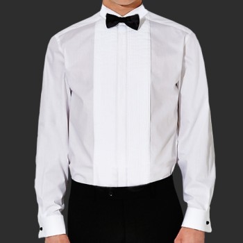 White Dress Shirt, Applied Pleat, Standard Collar #Tokyo/1- #discontinued